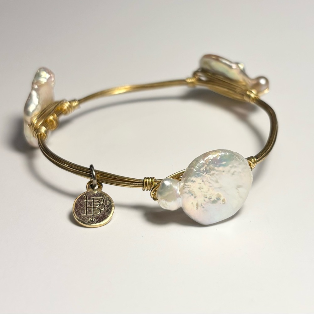 Bourbon and Boweties Gold Mother of Pearl Bracelet